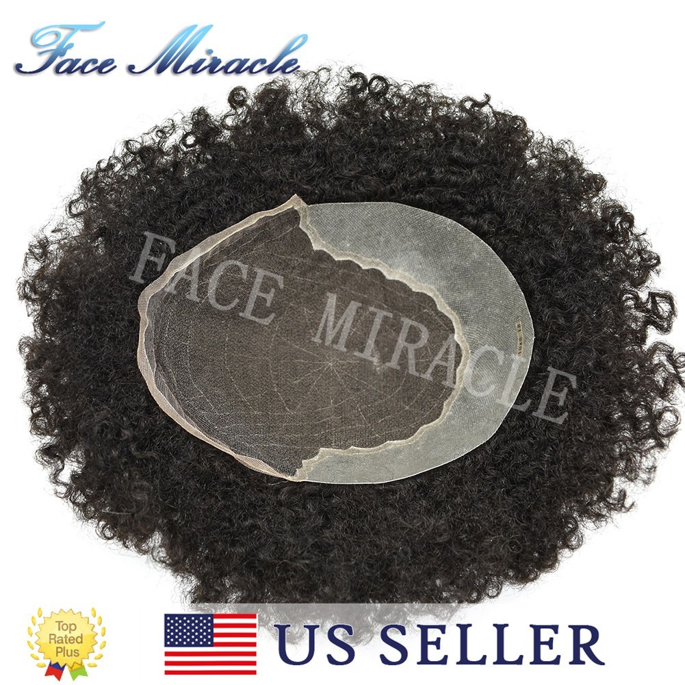 Afro Curly Toupee Hair for Black Men French Lace Mens Toupee Hair Units for Men