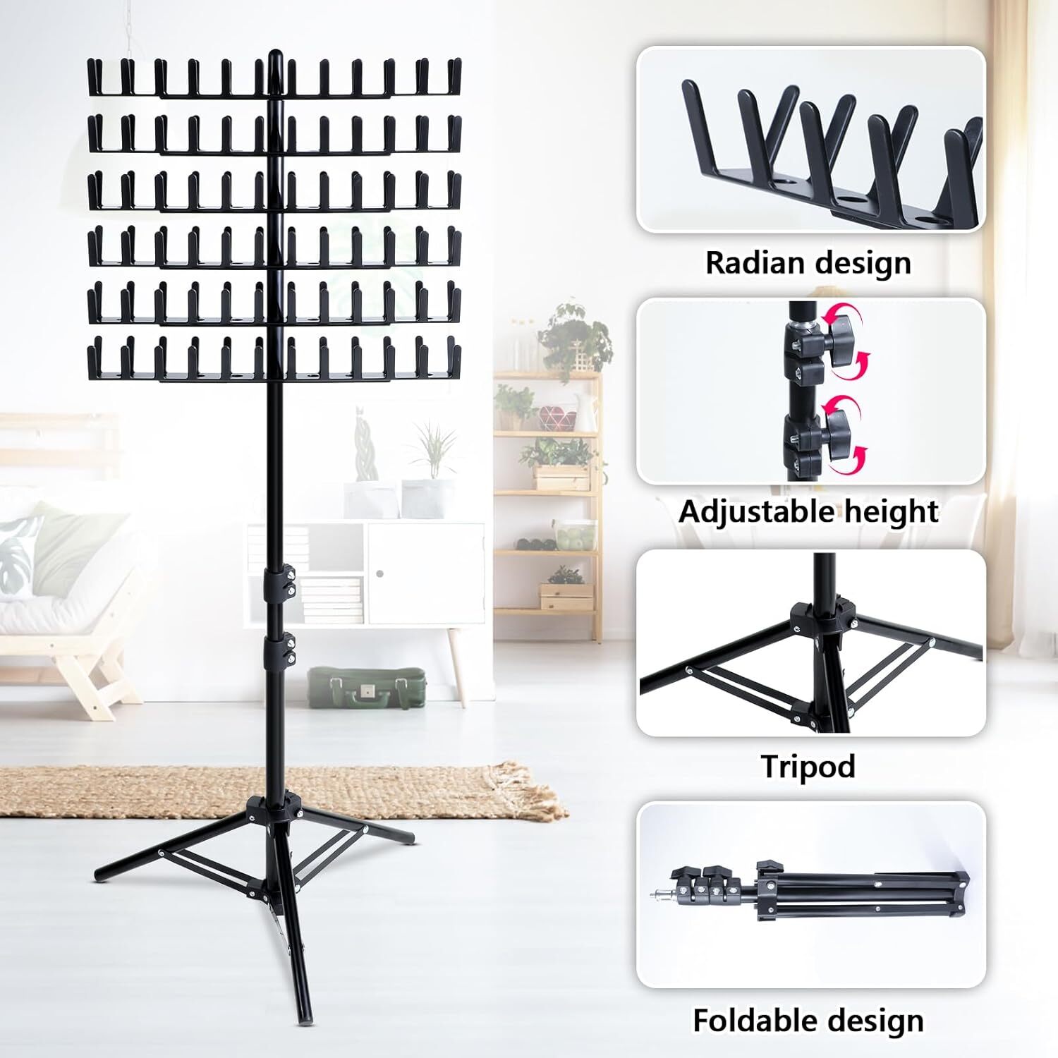 Braiding Hair Rack Standing Extension Holder Hanger, 144 Pegs Divider for Separa