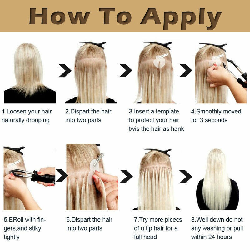Keratin Nail U Tip Real Remy Human Hair Extensions Thick Pre Bonded Fusion Tip