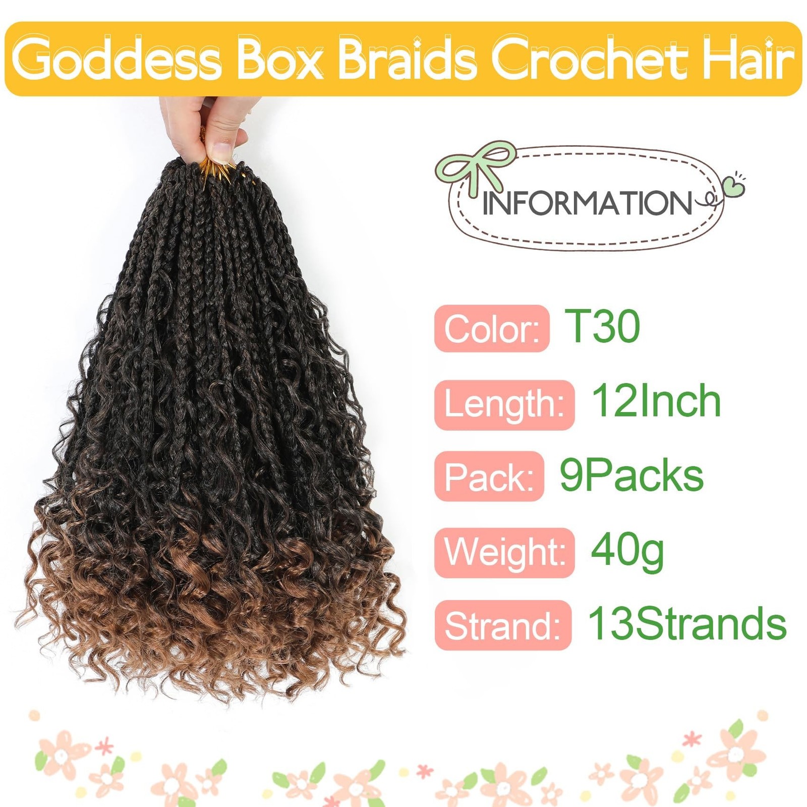 Fulcrum Goddess Box Braids Crochet Hair 12 Inch, 9 Packs Box Braids… Fast Ship