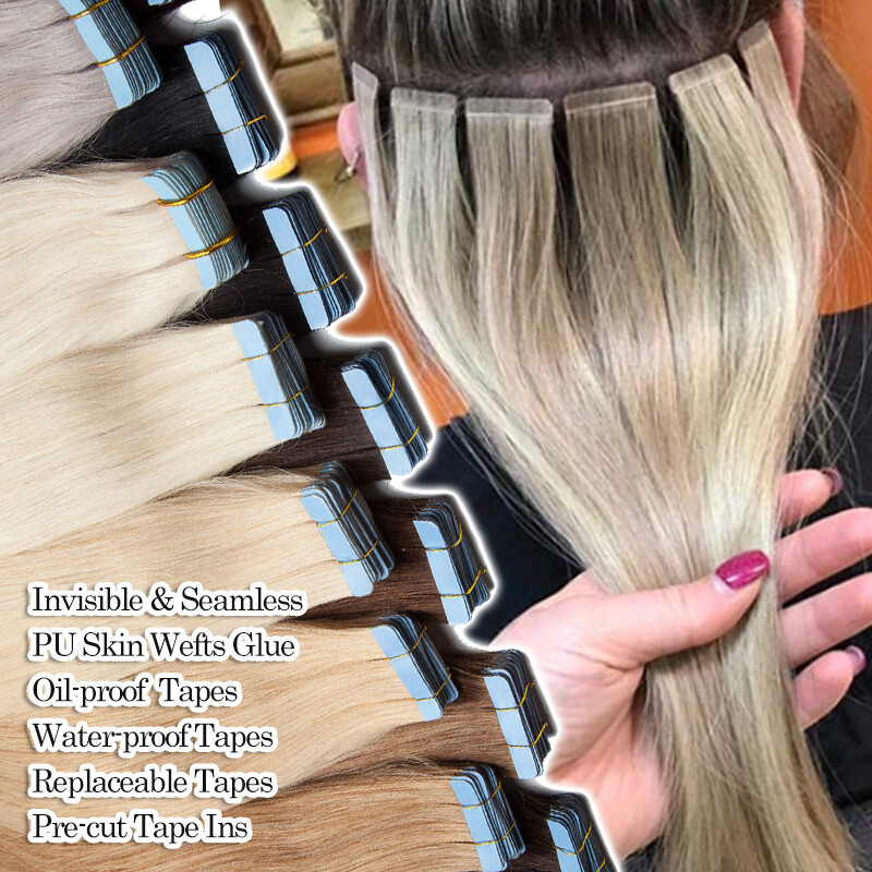 Thick Tape In Indian Remy Real Human Hair Extensions Skin Weft 40PCS Full Head