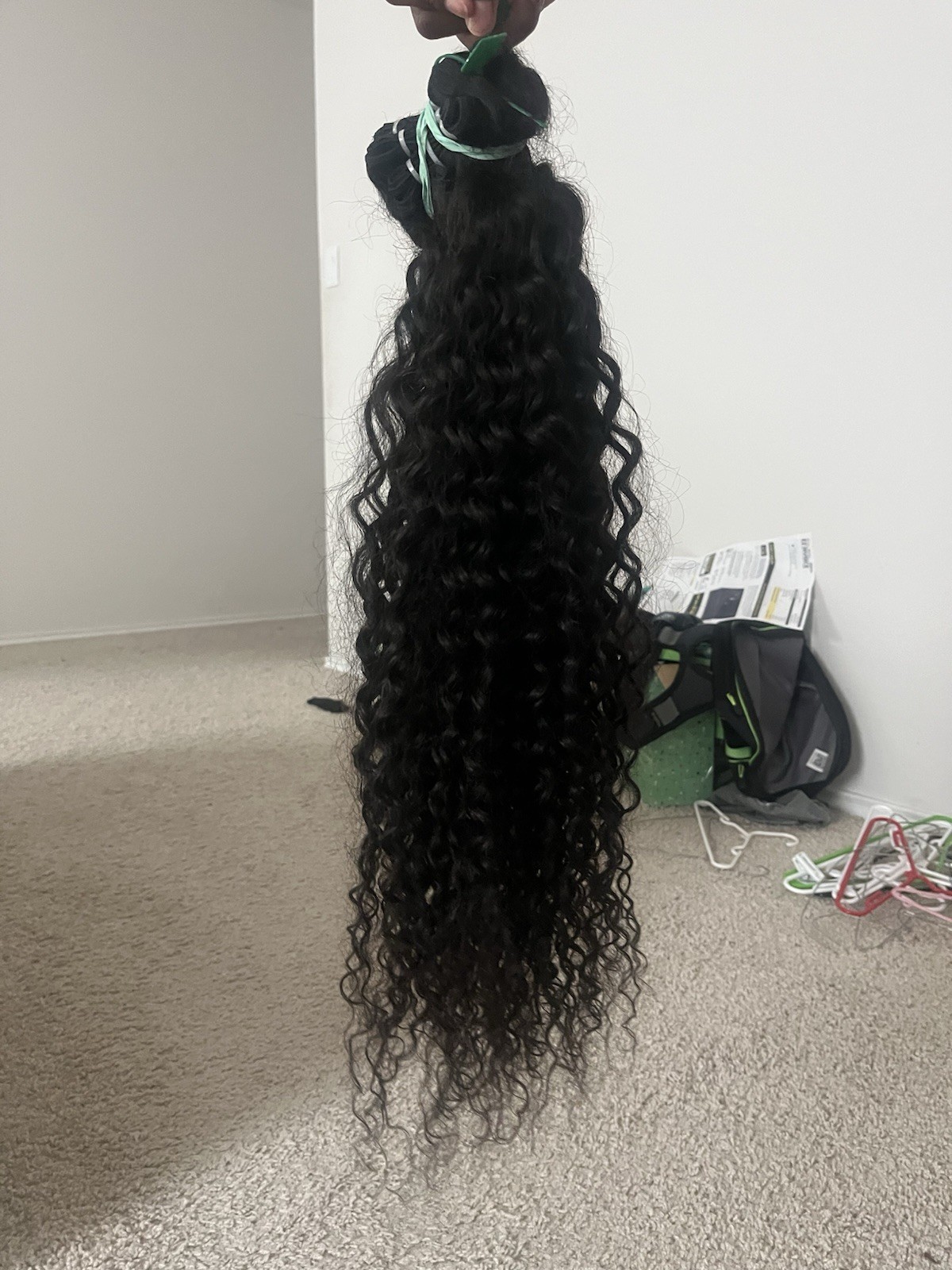 Human Hair Curly Weft Hair one ítem 32 inches Bundle Black for Women 21-30 in