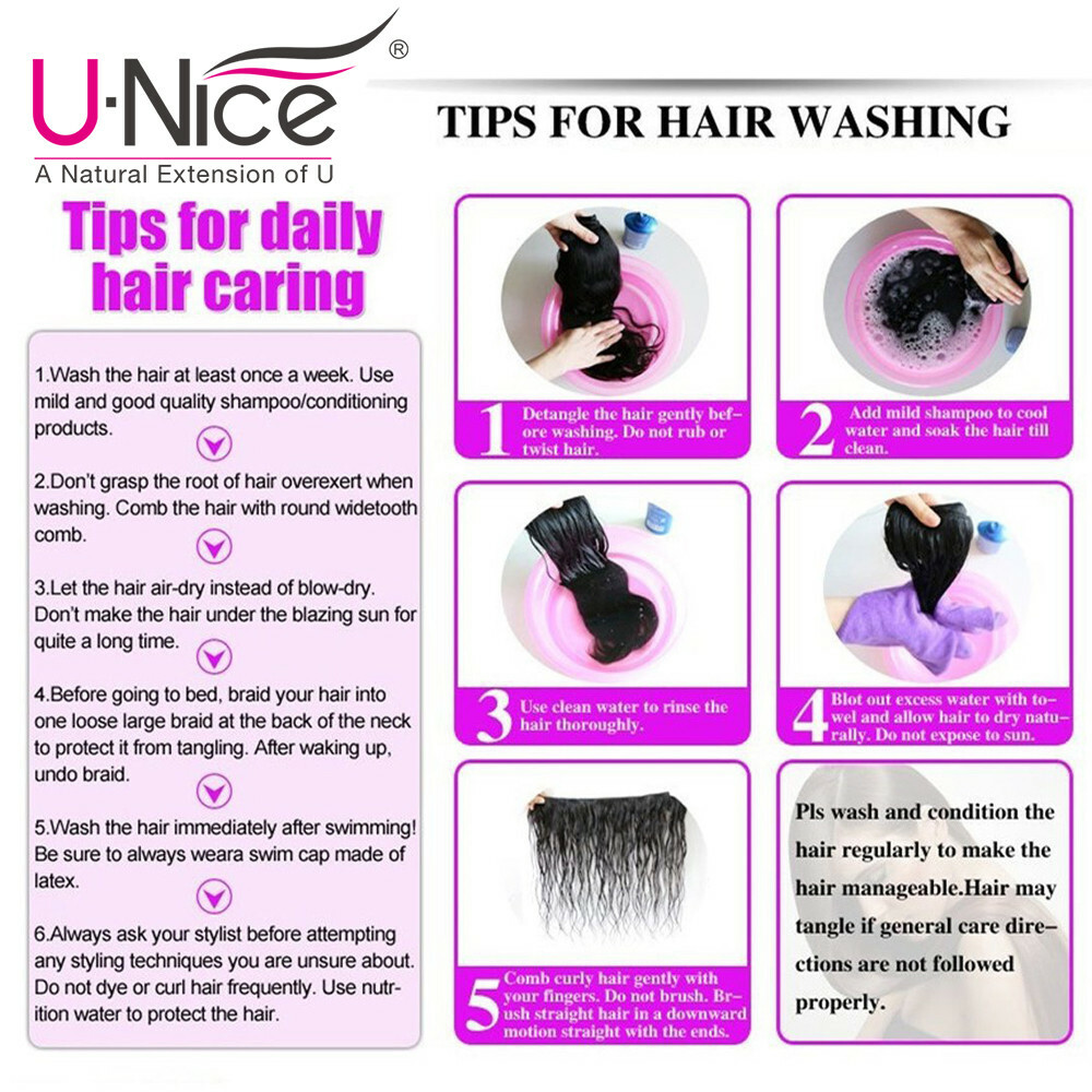 UNice Water Wave Brazilian 1/3 Bundles Human Hair Weaves Curly Hair Extension US