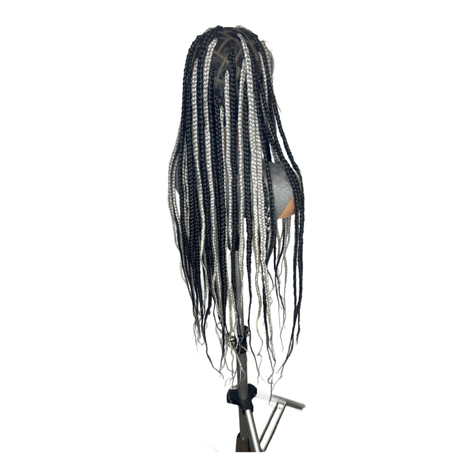 Women’s Synthetic Braided Lace Front Wig Free-Part Black/Gray 31-40in
