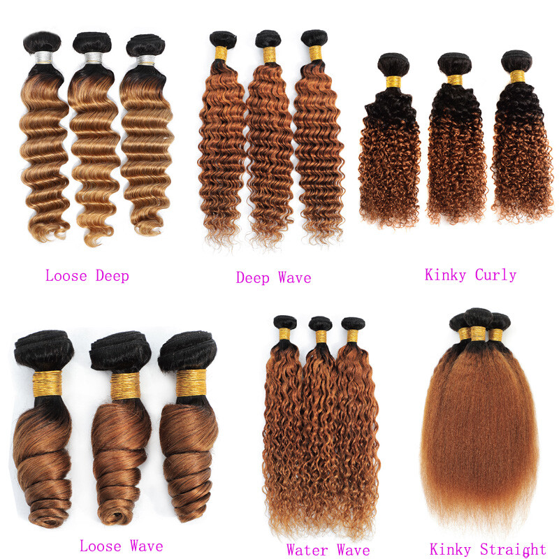 1B/30 Water Wave Ombre Color 10-26in Brazilian 100% Virgin Human Hair 3 Bundles