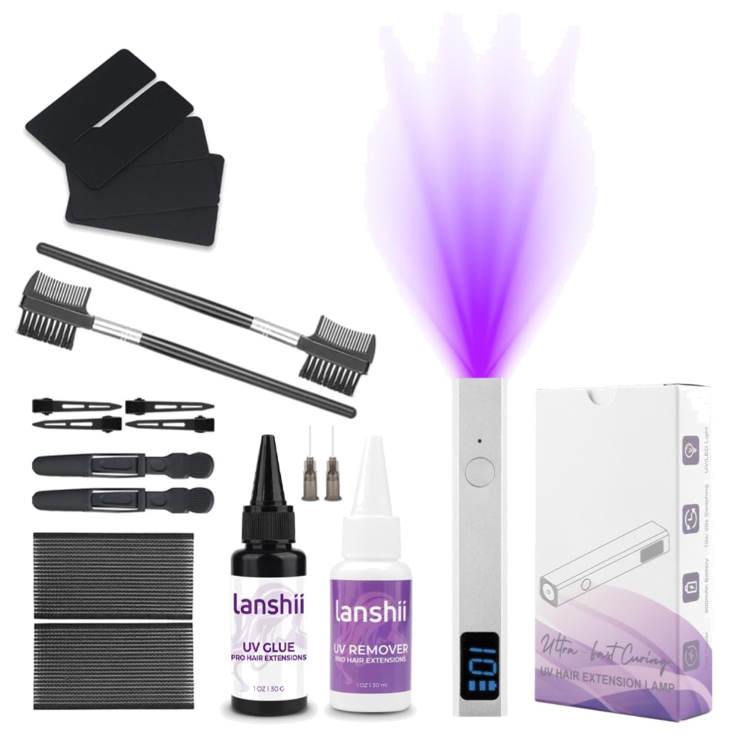 UV Lamp Hair Extension Tool Kit Invisible Hair Extensions UV Lamp 30g UV Hair…