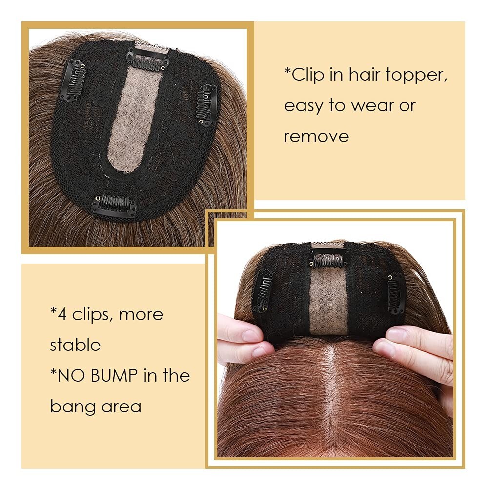 MY-LADY Human Hair Toppers for Women Real Remy Hair 130% Density 10″ Silk Base