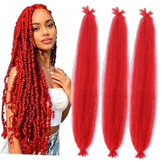 Afro Twist Hair 3 Packs 24 Inch Springy Afro Twist Hair 24 Inch(Pack of 3) Red