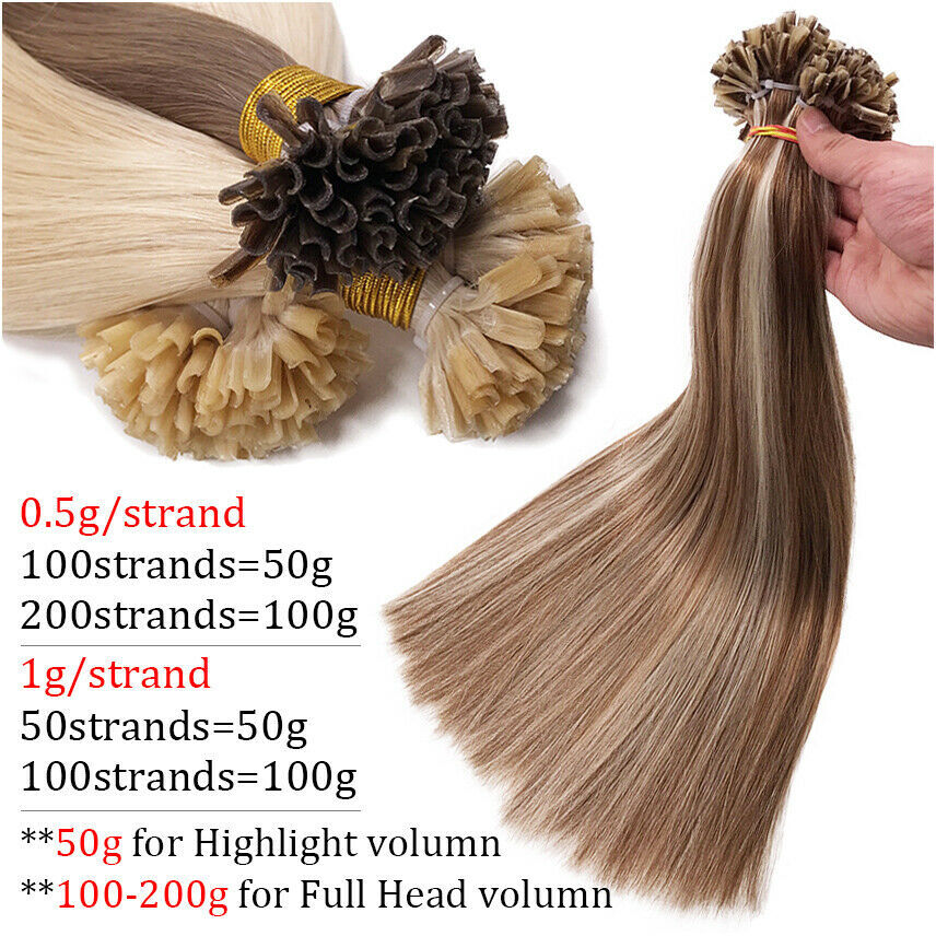 Pre Bonded Keratin Nail U Tip Hair Extensions Double Drawn Remy Indian HumanHair
