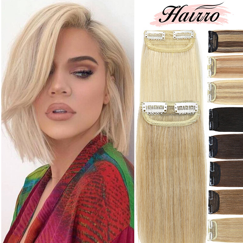 HAIRRO Clip In Real Hairpin Real 100% Human Hair Side Patch Padding Hairpiece US