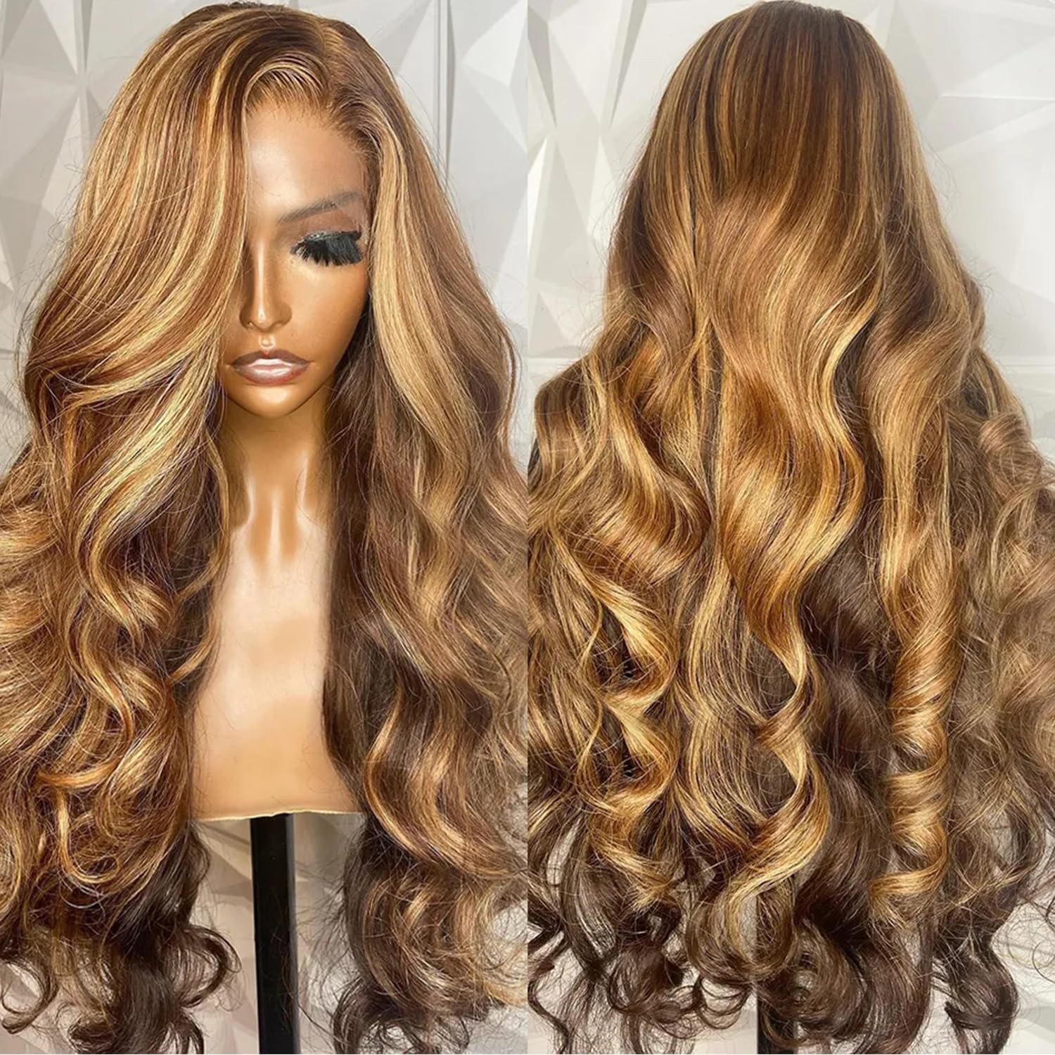 200 Density 13×6 Highlight Ombre 4/27 Body Wave Lace Front Wig Human Hair Ful…