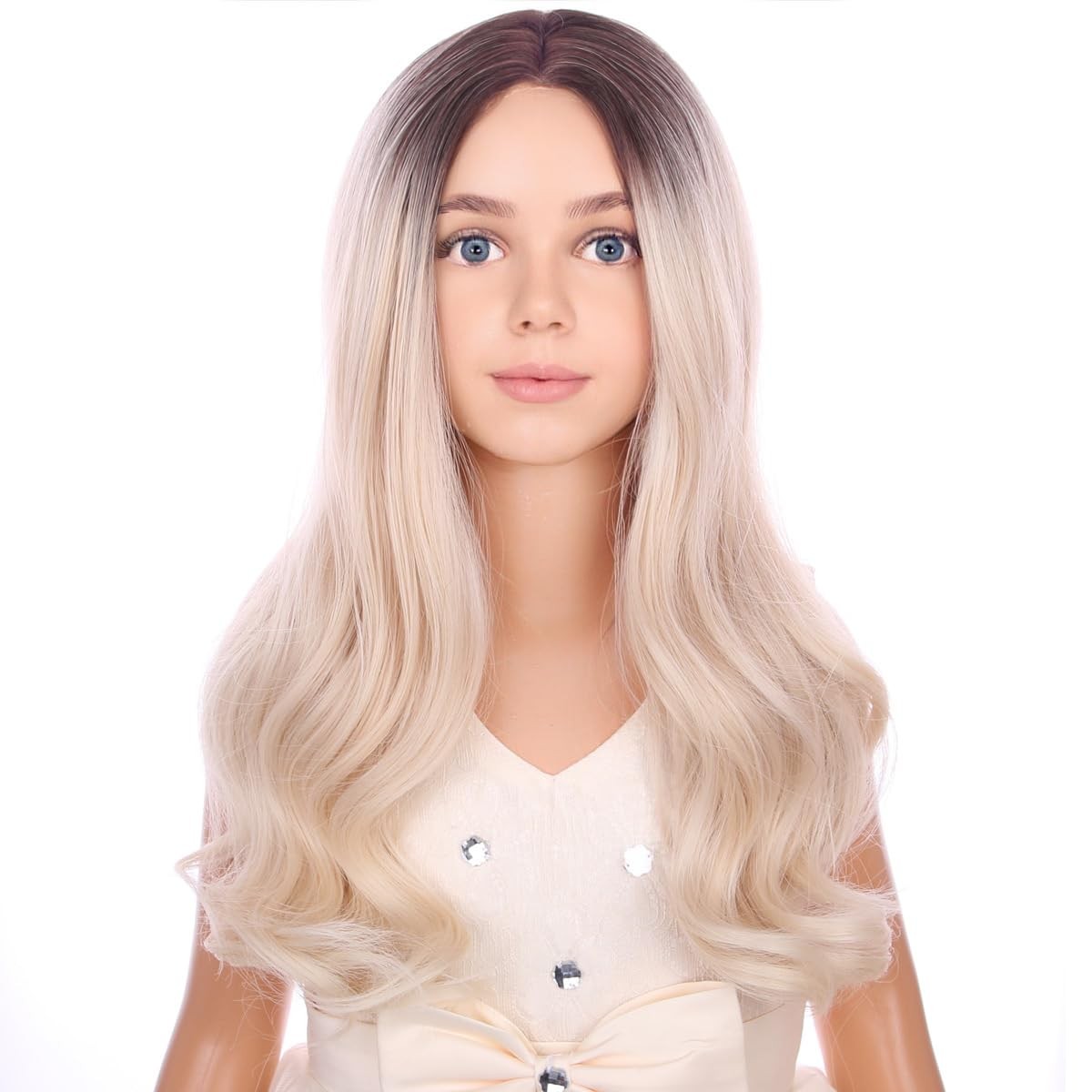 Long Blonde Wigs Long Curly Wavy Ombre Blonde Wig Middle Part Girls Wigs Heat…