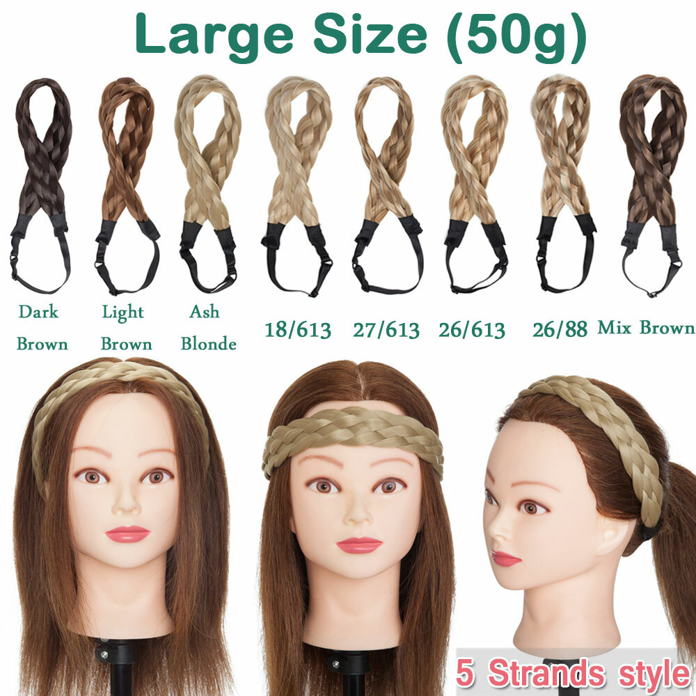 Natural Braided Hair Band Plaited Headband Fake Hair Extensions 1Pcs as Human US