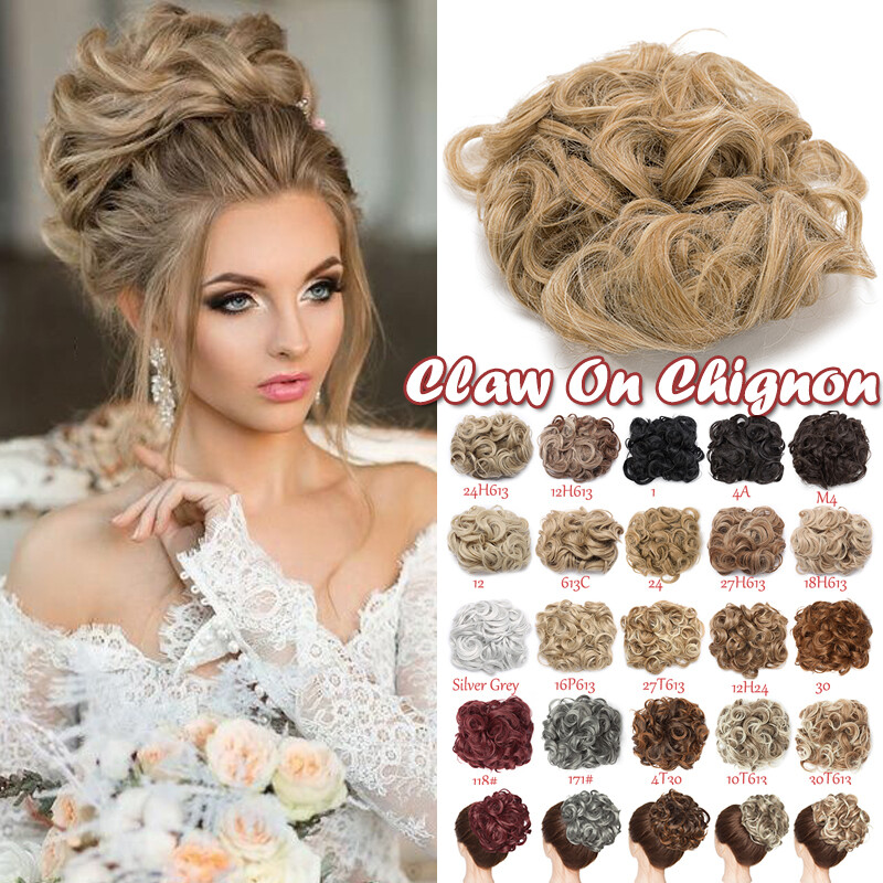100% Thick Natural Updo Claw Clip in Messy Bun Hair Piece Extension Comb Wedding