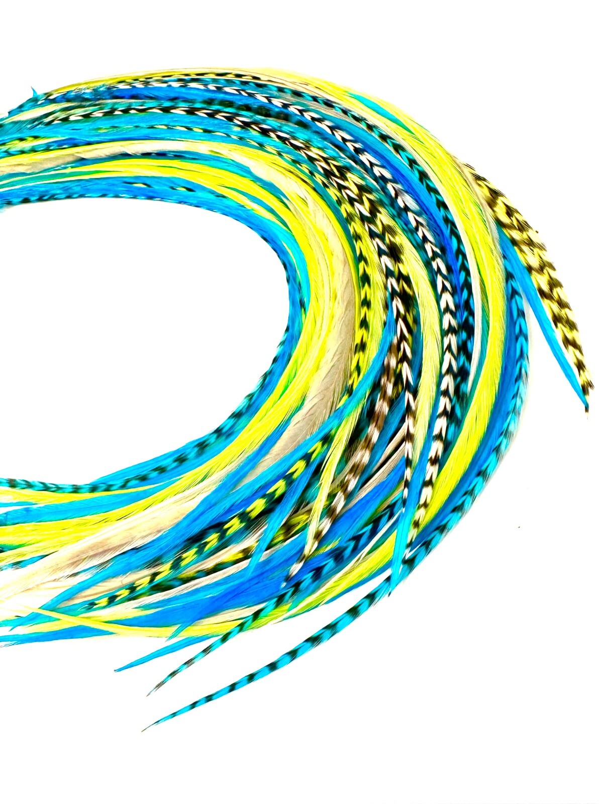 21 pcs. Neon/Turquoise MIX 9-14″ Feather Extension, Whiting Farms, DIY Kit