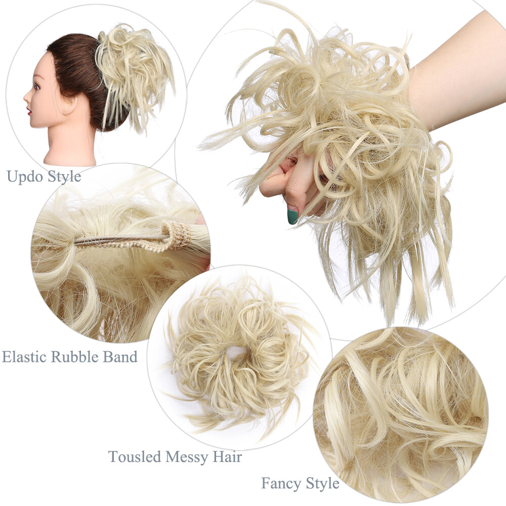 1PCS Messy Bun Scrunchie Hair Extensions Ponytail Hairpiece as Human Hair Woman