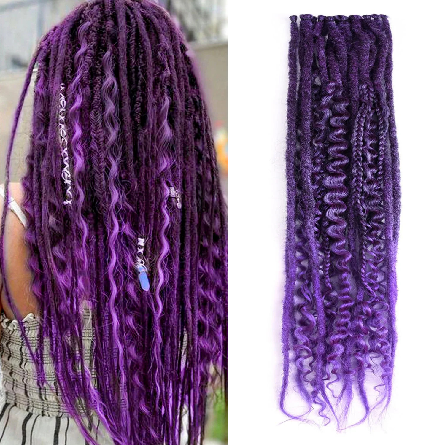 Hippie Style 3 In 1 Mixed Single End Dreadlocks 24 Inch 8 Strands Synthetic