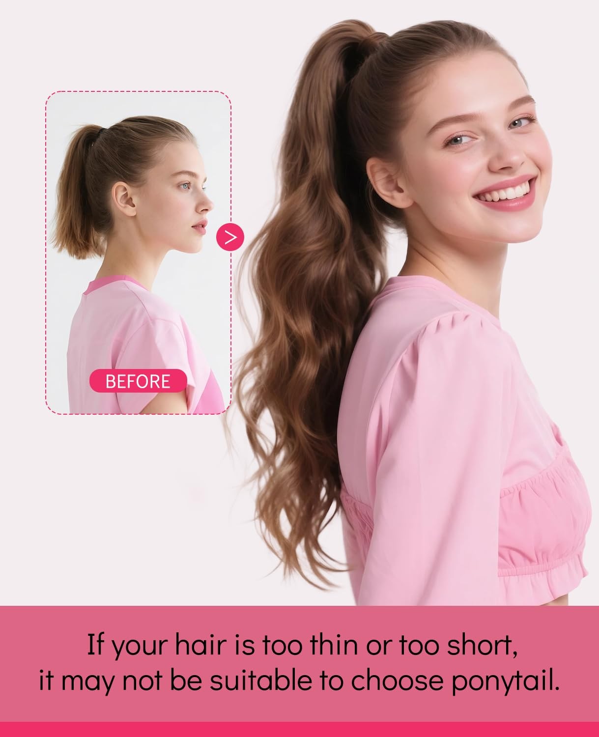 Youngsmile Hair Extensions Ponytail Extensions Human Hair 14 Inch 65G Wrap