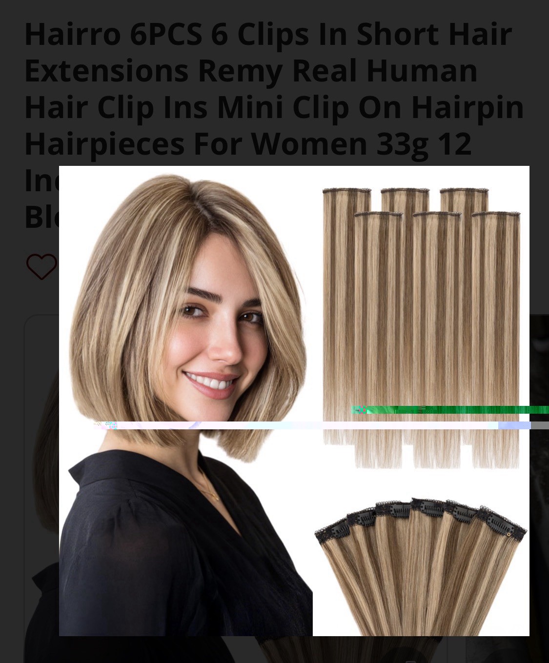 Hairro Clip-In Remy Human Hair Extensions Straight 12in 33g 6PCS/6 Clips