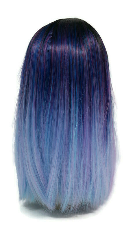 Ombre Quick Wig 14” Black Top Blue Cotton Candy Ends