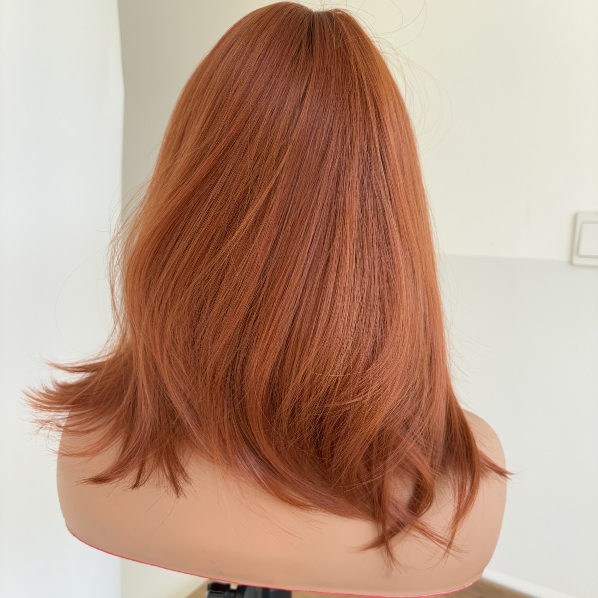 Copper Red Cosplay Party Wigs With Bangs Heat Resistant Hair Short Straight