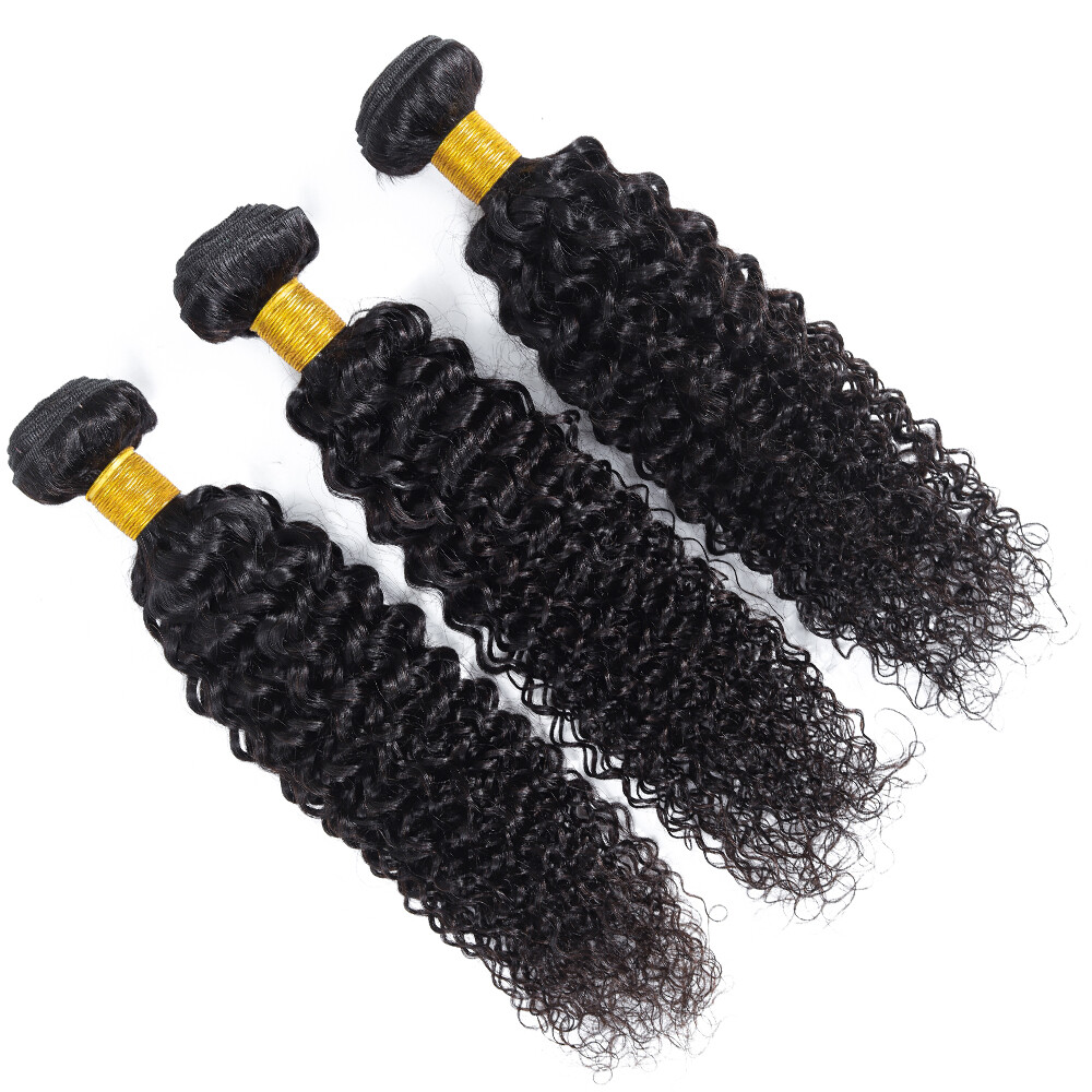 Jerry Curl unprocessed Virgin Brazilian Human Hair 1&3 Bundle natural color