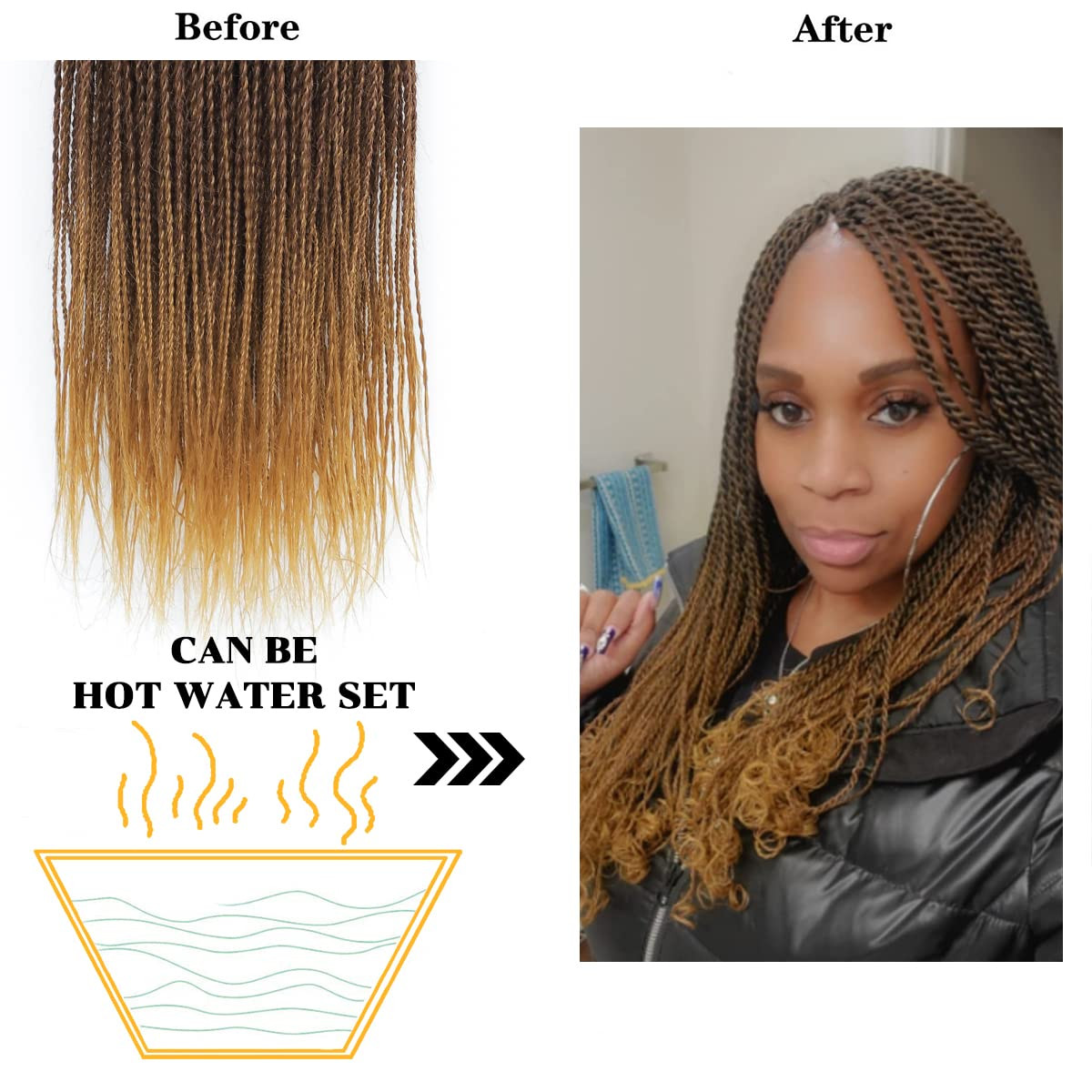 Senegalese Twist Crochet Hair Extensions for Protective Styles, Synthetic Fiber,