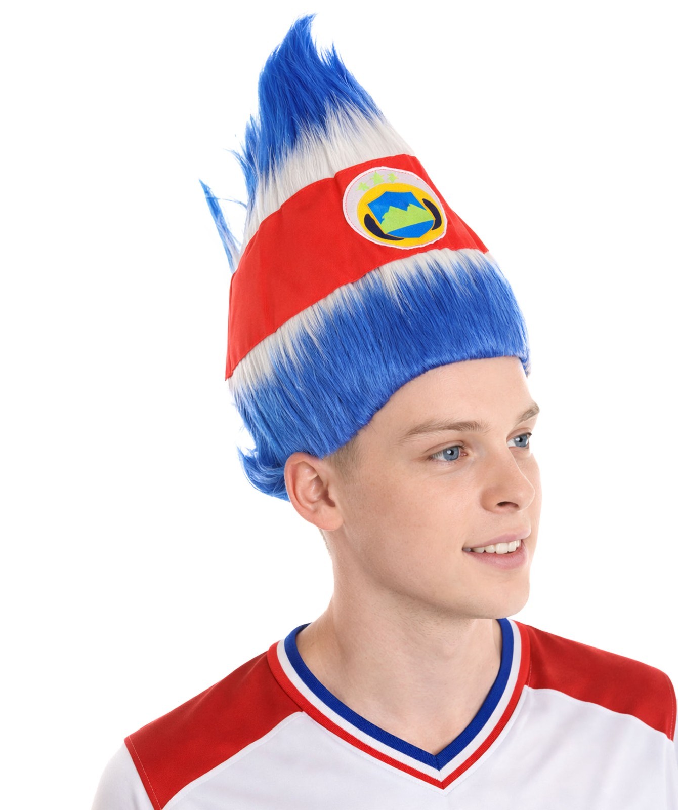 HPO Flagwigs Adult Unisex Serbia Flag Troll Wigs,Perfect for Cosplay HM-800A