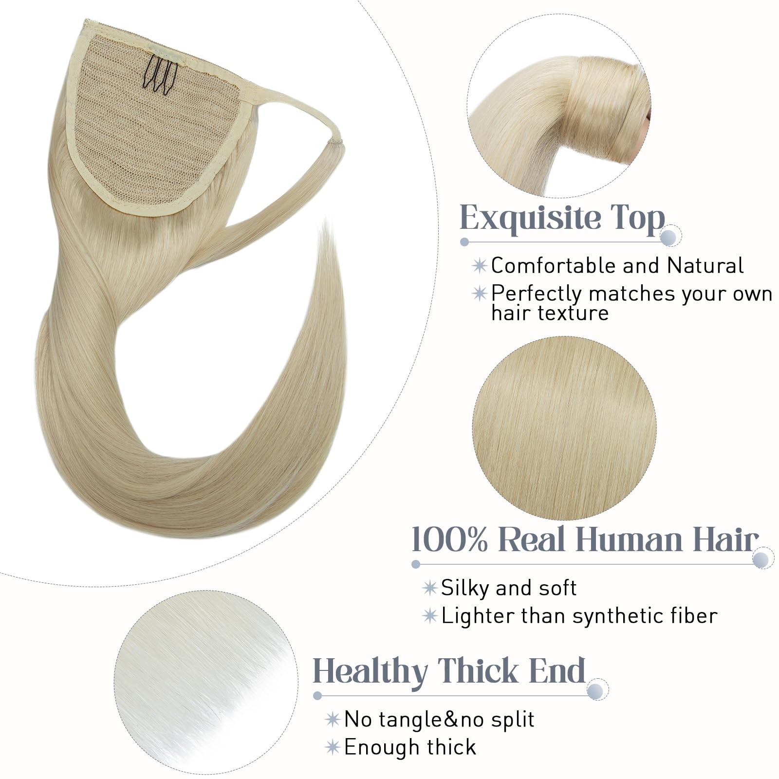 Rich Choices Real Hair Balayage Ponytail Extension 16 Inch 80G One Piece Clip