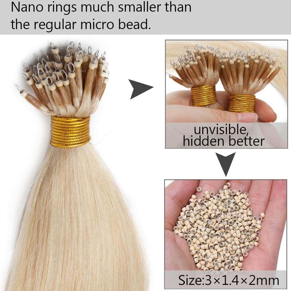 CLEARANCE 200PCS THICK Nano Ring Micro Loop Bead 100% Remy Human Hair Extensions