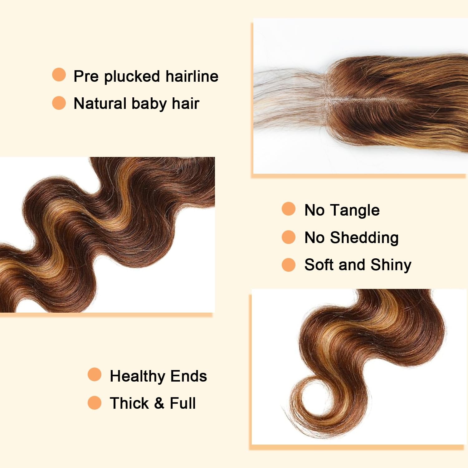 Isufer 2X6 Closure Hd Transparent Lace P4/27 Highlight Honey Blonde Closure