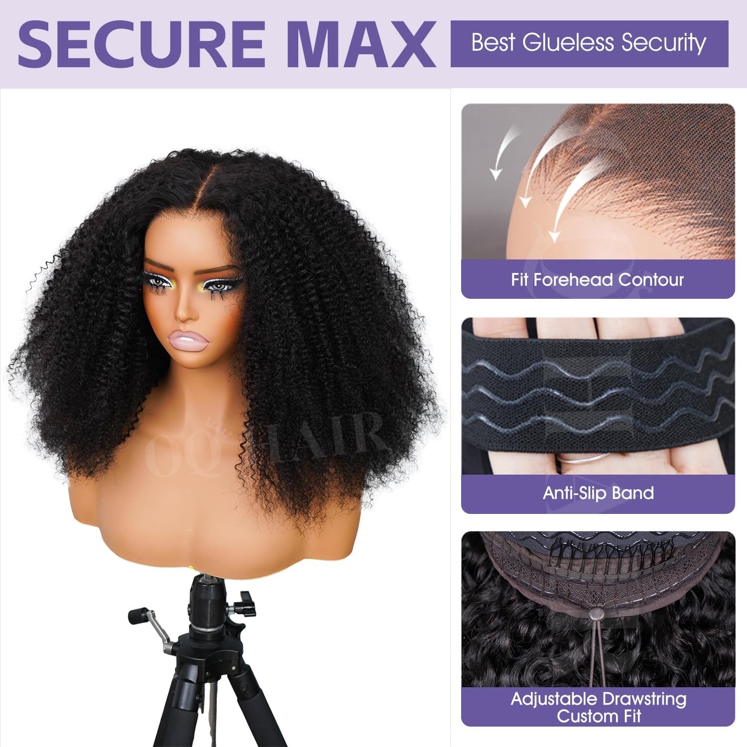 6X9 Afro Curly Human Hair Wigs 100% Unprocessed Kinky Curly Glueless Wigs Pre Cu