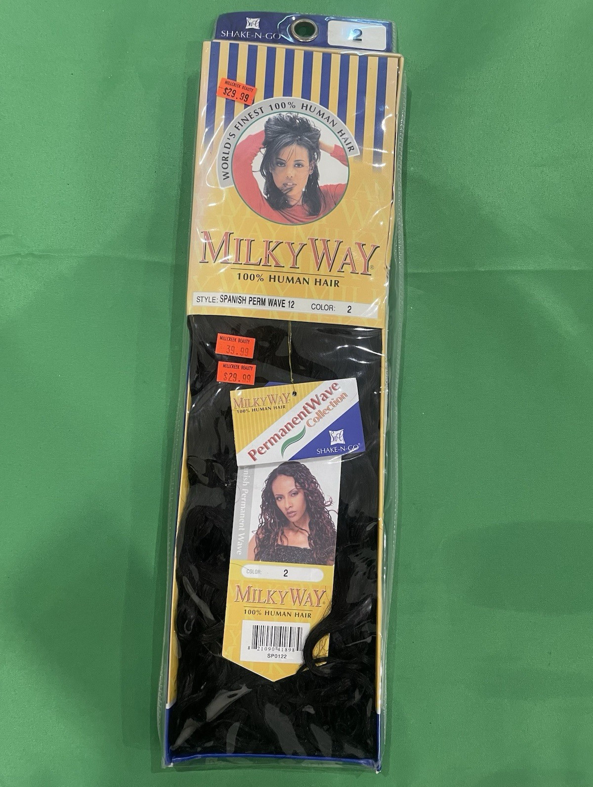 Milky Way 100% Human Hair Spanish Perm Wave 12″ Weaving Sew-In Color 2