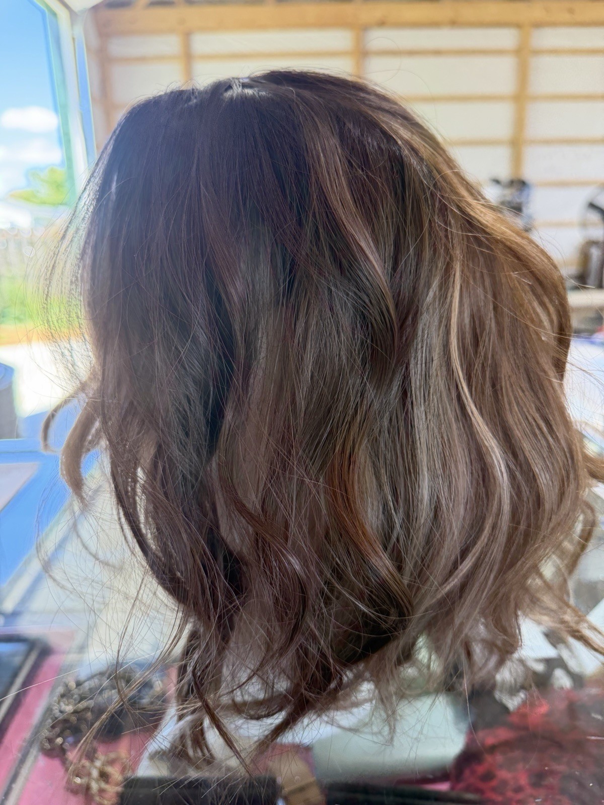Lace Front Wig Brown Balayage Wavy Bob Synthetic Hair Natural Looking B10