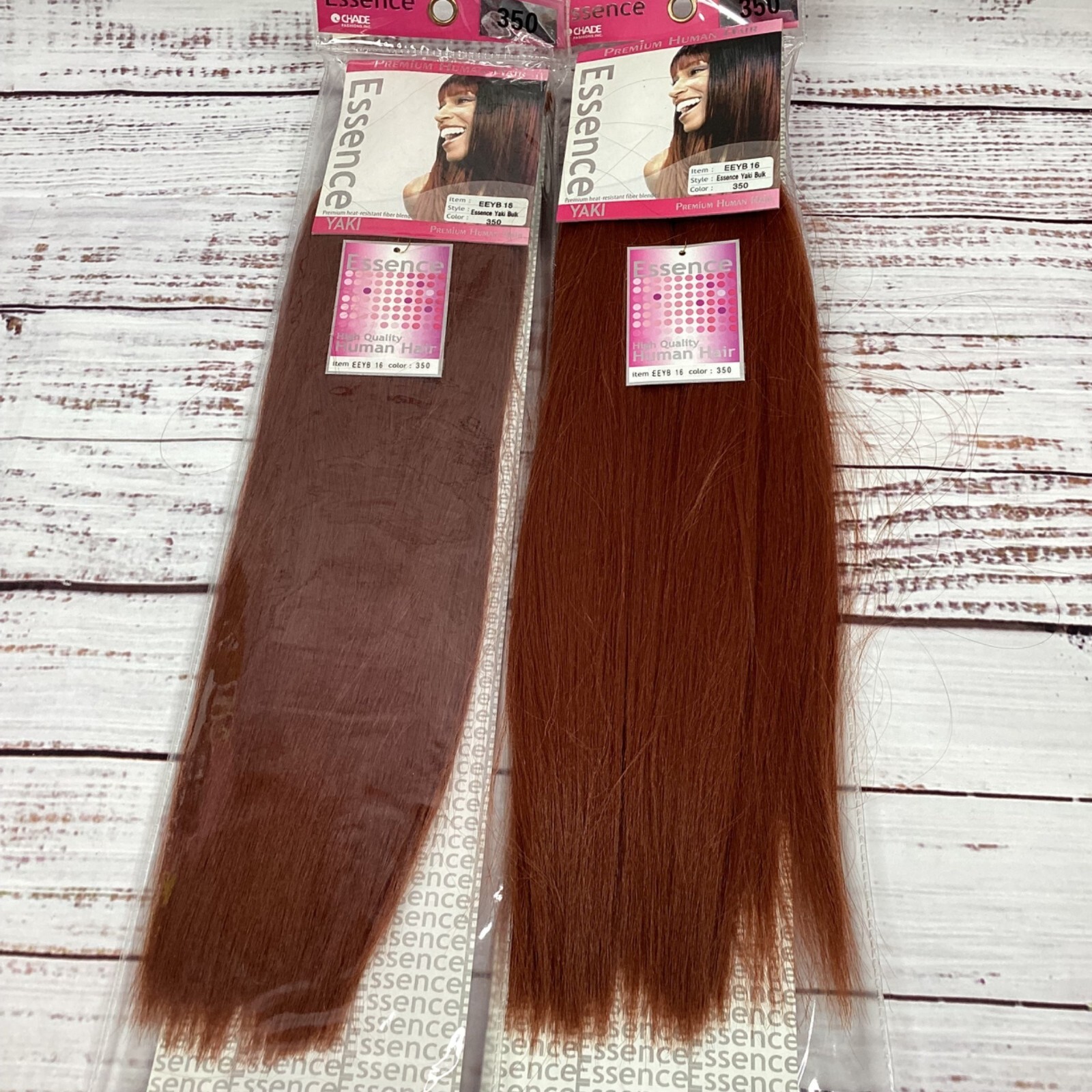 2 Packs Essence #350 Copper Yaki Bulk 16” Micro Braiding Blend Hair