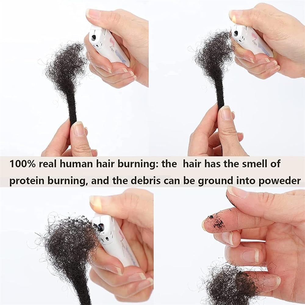 10 in 10 Strands Curly Wave Loc Extensions Human Hair 0.4cm Width Natural Black