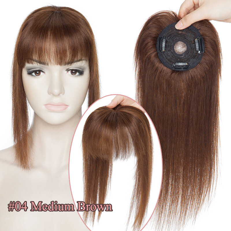 Natural Clip In Human Hair Topper Hairpiece Toupee Wigs Bangs For Thinning Hair