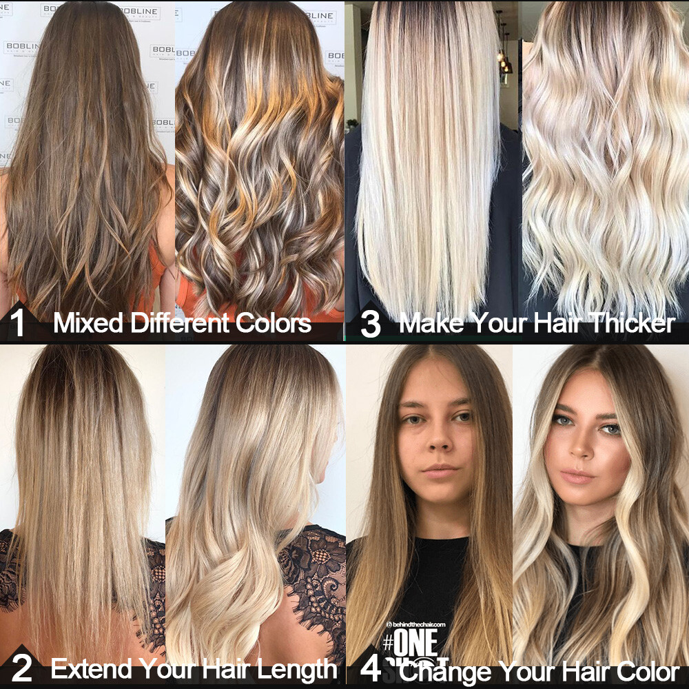 CLEARANCE Clip in 100% Real Human Hair Extensions 8 Pieces Remy Full Head 8″-24″