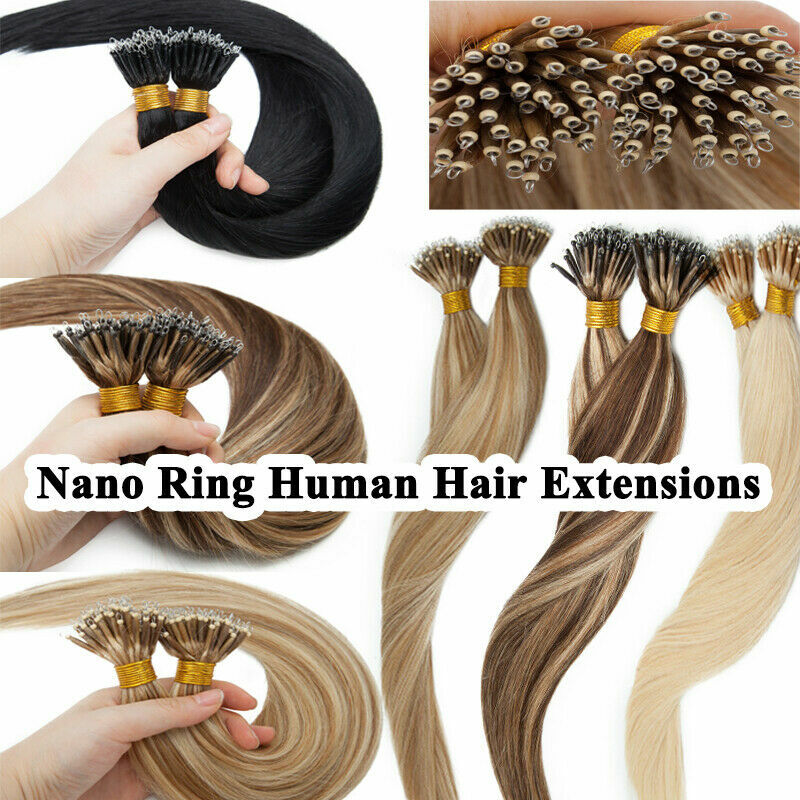 Invisible Nano Ring Tip Human Hair Extensions Double Drawn Thick Remy IndianHair