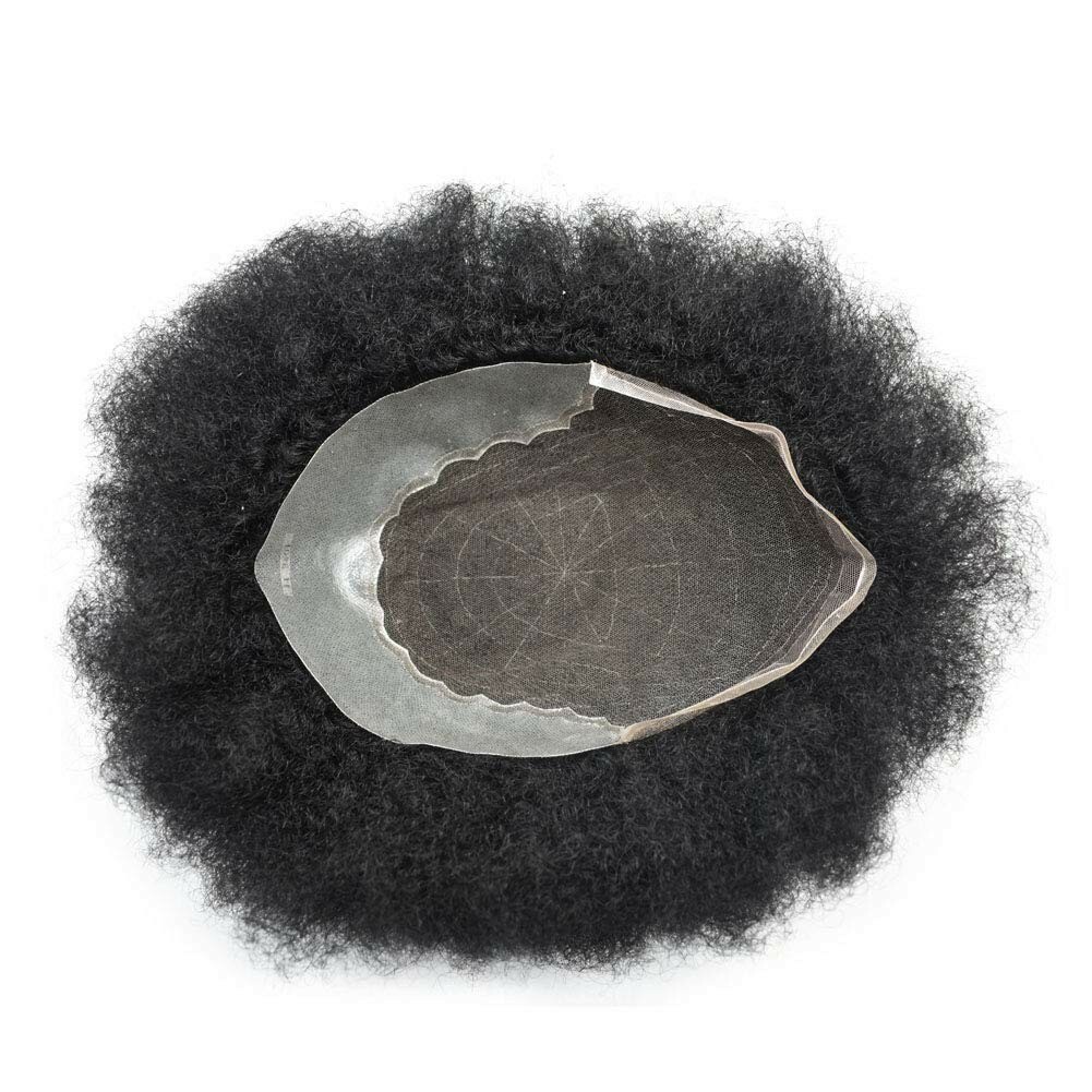 Afro Curly Toupee Hairpiece for Men Lace Front African American Hair System Wig