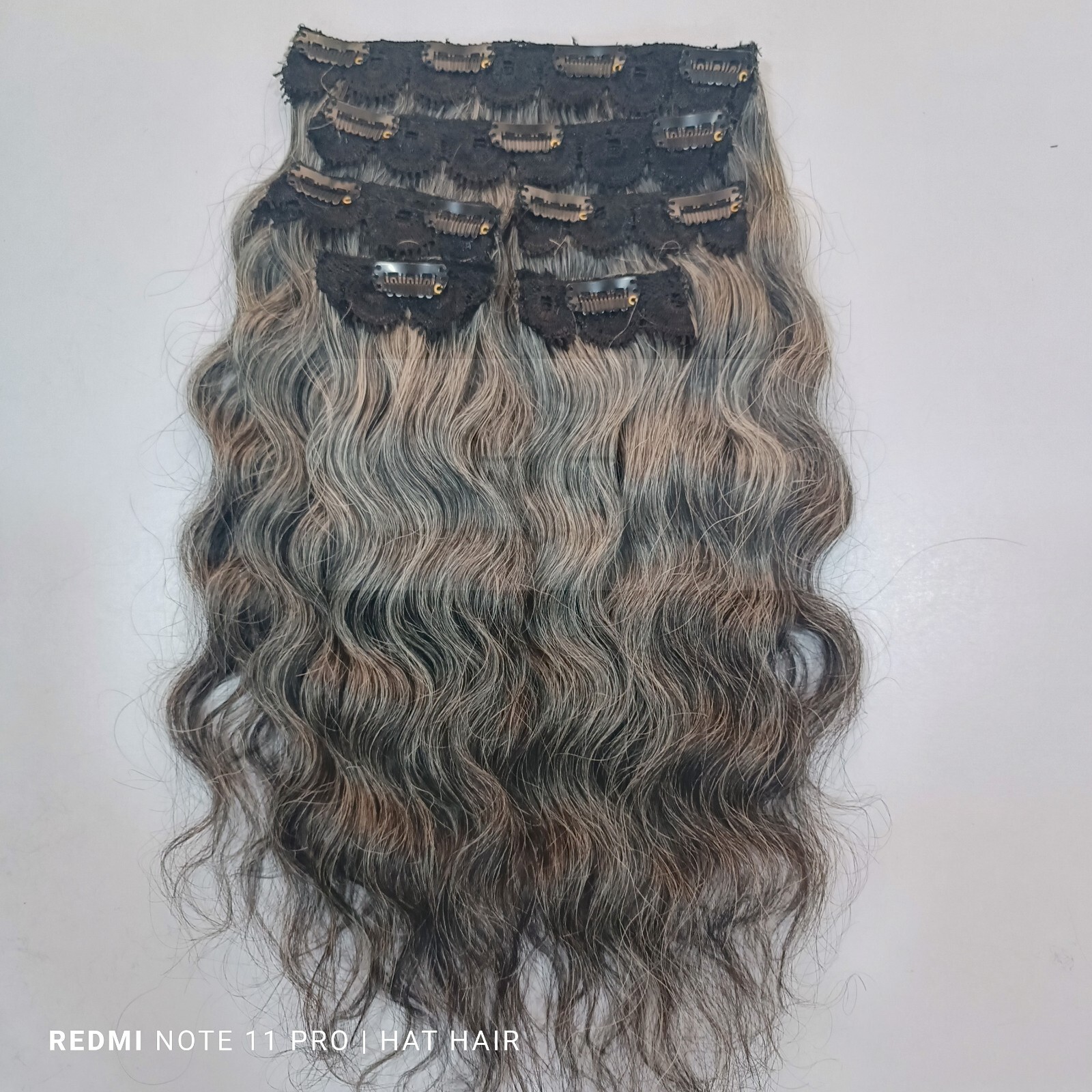 Grey Wavy Clip Hair Extensions-Grey Salt And Pepper Clip Hair Extensions