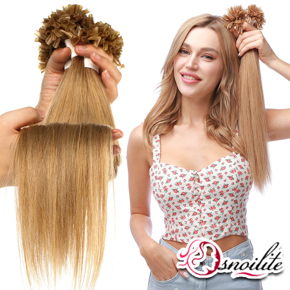 US Pre Bonded U Nail Tip 100% Human Remy Hair Real Keratin Hair Extensions 16-24