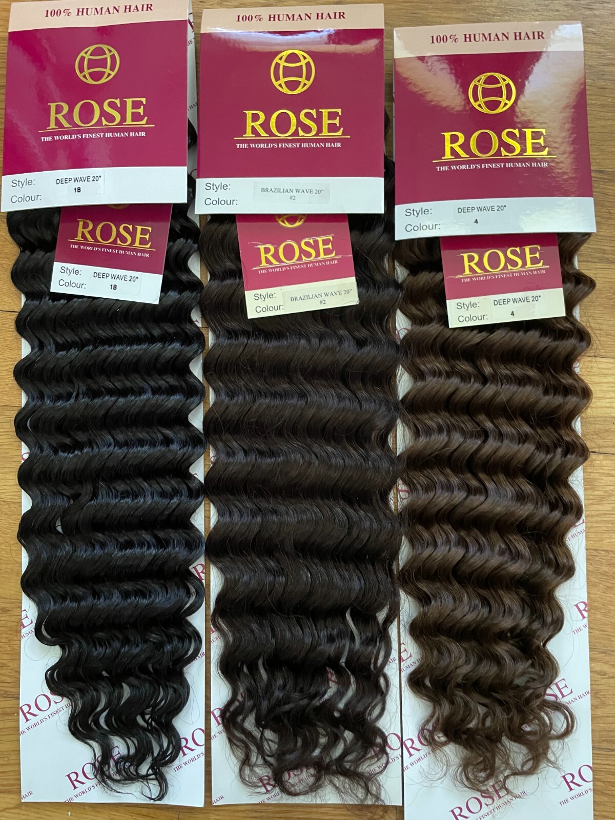 100% Natural Human Hair Weave Sew-in  Extension  20″ Deep Wave 3 bundle/300g
