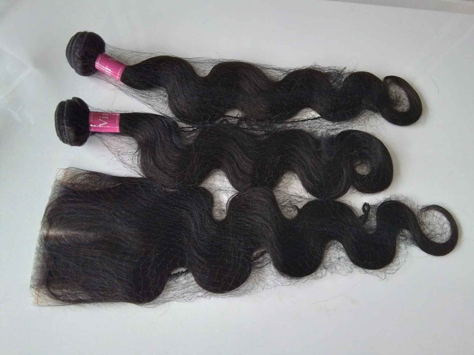 24+26 AND 22INCH 4X4 SILK BASE CLOSURE BRAZILIAN HUMAN HAIR 1b# BODY WAVES 250g