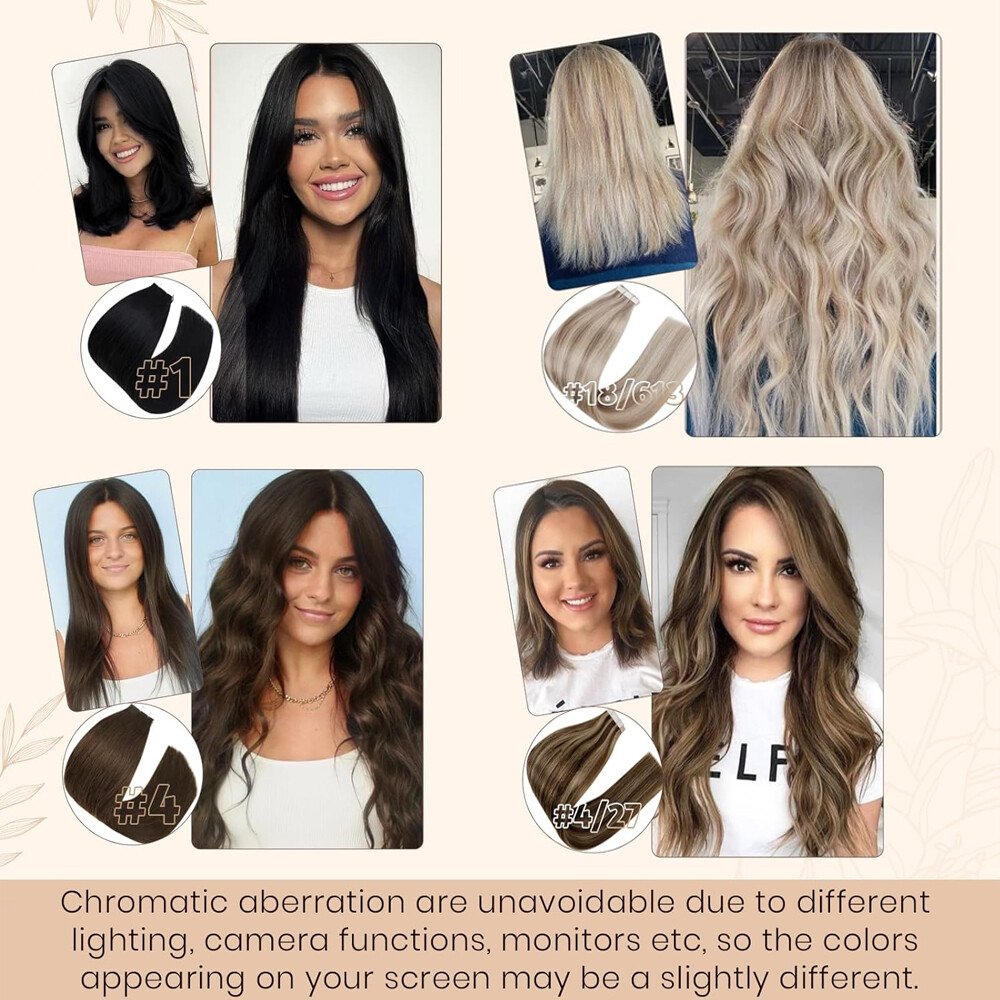 Invisible Tape In Remy Human Hair Extensions Skin Weft FULL HEAD THICK Straight