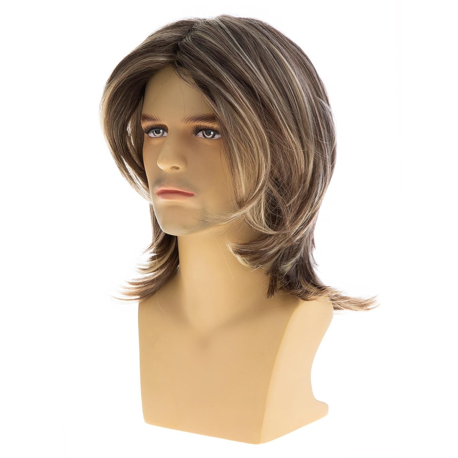 Mens Shoulder Length Wig – Heat Resistant – Adjustable Cap