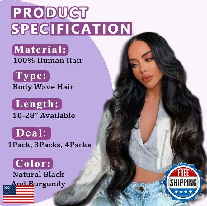 Bundles Human Hair Body Wave 18 20 22 Inch 12A Quick Weave Human Hair Bundles