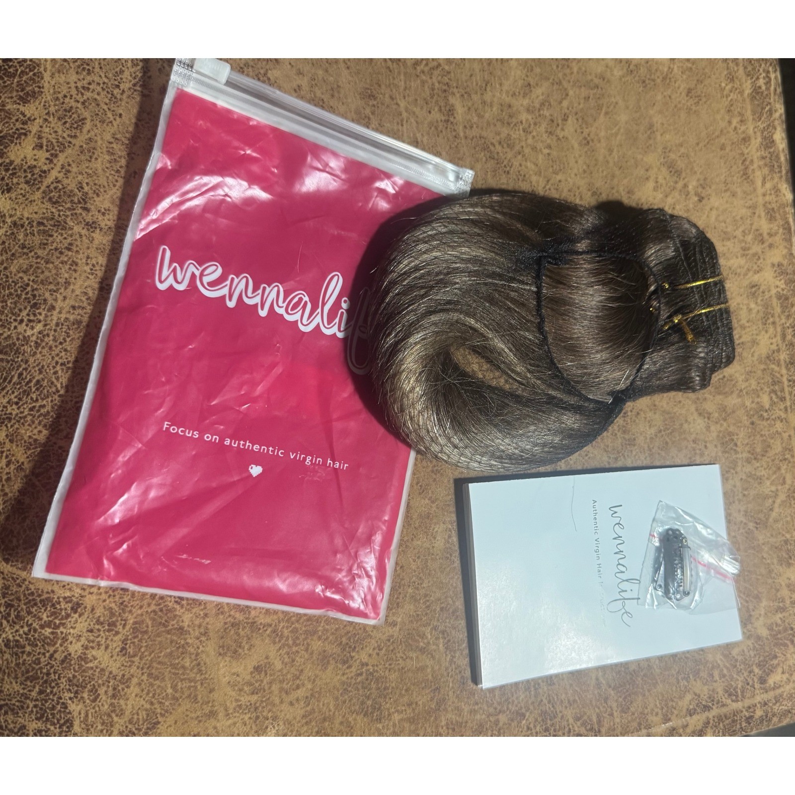 Wennalife 14″ Clip In Human Hair Extensions T4B/26P4B Brown Blonde Virgin Hair