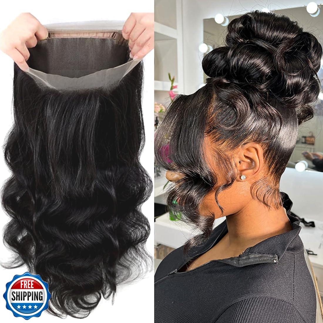 GYAJEP 360 Lace Frontal 360 HD Transparent Full Lace 12A Unprocessed Brazilia