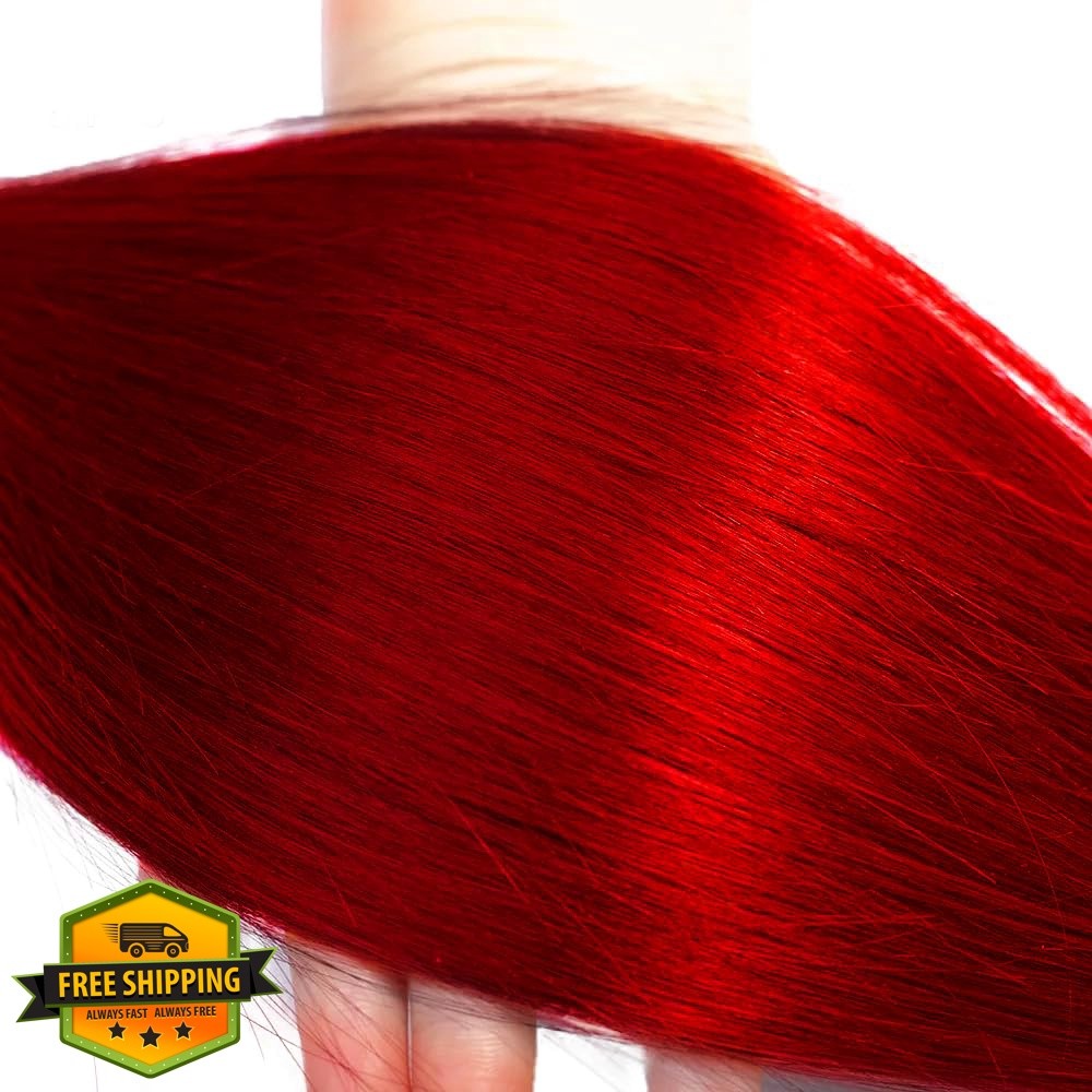 CrmBmod 20 20 20 Inch Red Color-ST Straight Human Hair Bundles